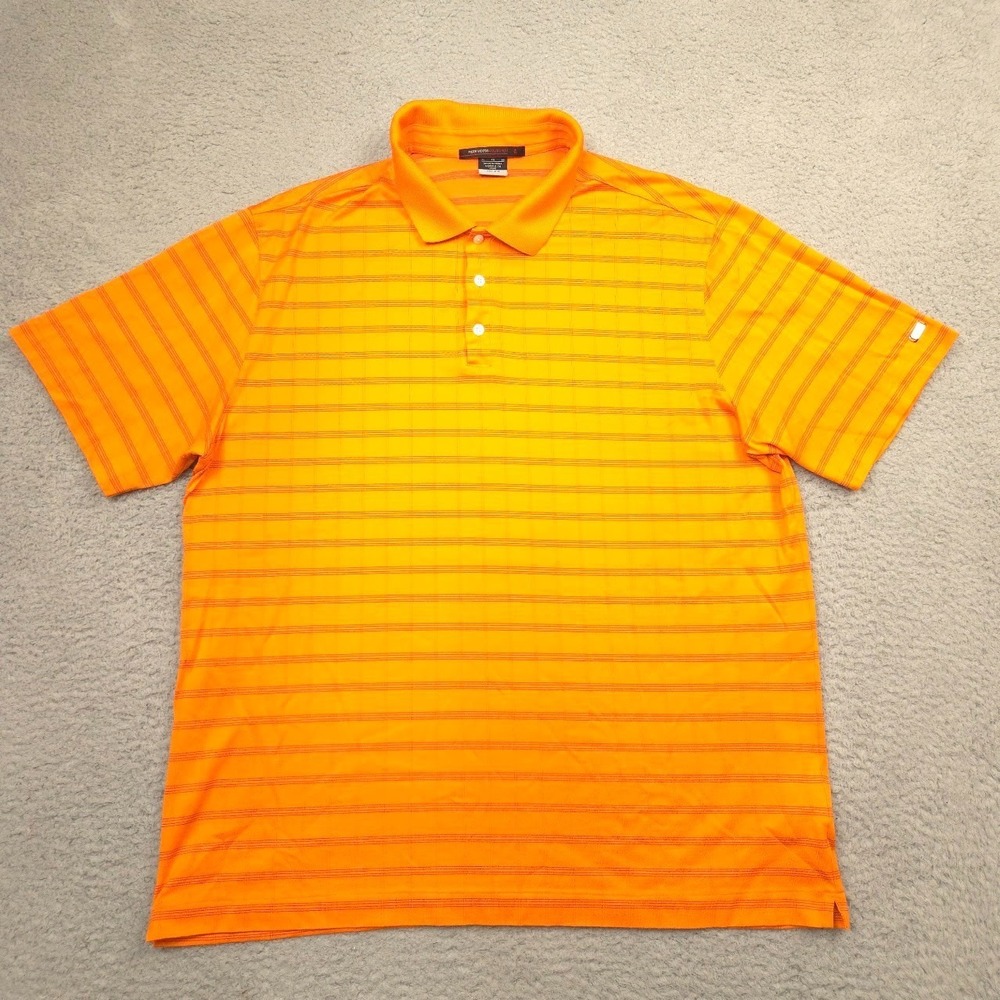 Nike Tiger Woods Collection Polo Mens XL Orange Stripe Dri-FIT Golf Shirt - Picture 1 of 13